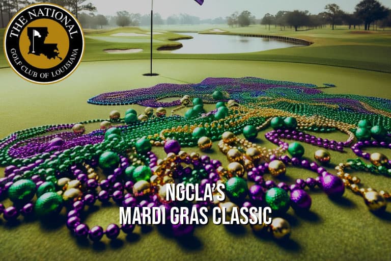 The National Mardi Gras Classic 1 a golf course with beads on the ground