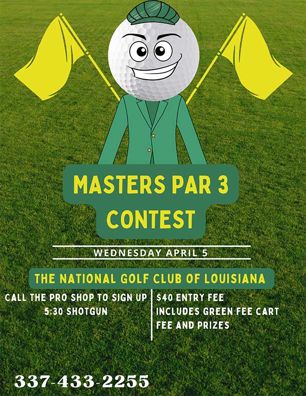Masters Par 3 Contest 1 a flyer for the masters par 3 contest