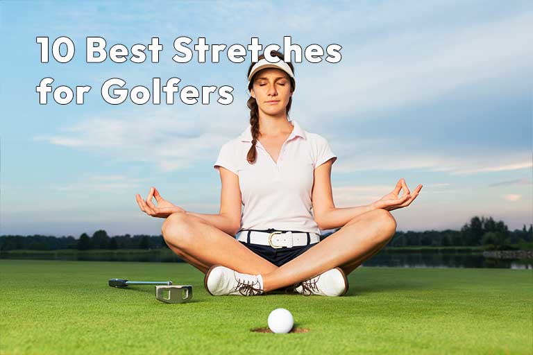 Golfer practicing mindfulness on the course: 10 best stretches for golfers.