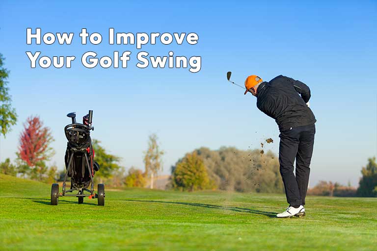 a man swinging a golf club to improve his golf swing